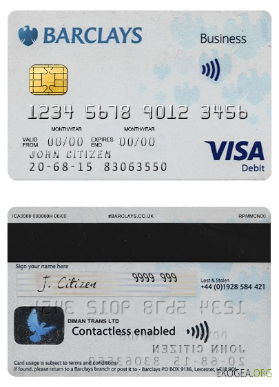 Carte visa Royaume Uni Barclays PLC